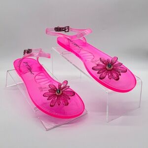 Betsey Johnson Sarai Pink Jelly Flower Sandals Size 11 – New Without Box